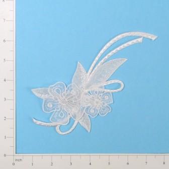 E644  White Floral Motif Iron On Applique 8"-white,floral,motif,iron,on,applique