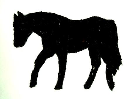 E716  Gunmetal Horse Beaded Sequin Applique 6"