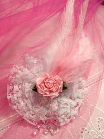 FB5  Lace Feather Flower Dangle Brooch / Pin Applique-applique,beaded,beaded,dangle,feather,lace,applique,victorian,brooch,applique