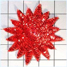 FS3378 Red Starburst Beaded Sequin Applique 4"