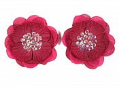 L200  Set of ( 2 ) Burgundy Flower (Pin) Appliques 3.5"