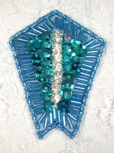 0482 Turquoise Rhinestone 2.25" Sequin Beaded Applique