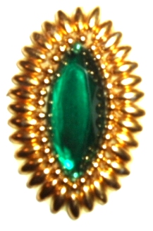LC129 Green Diamond Jewel Beaded Applique 2.25"