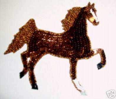 LC1308 Tennesse Walker Horse Sequin Beaded Applique 6"