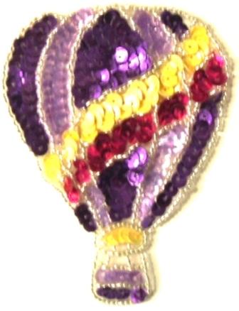 LC27 Hot Air Balloon Sequin Beaded Applique 4"
