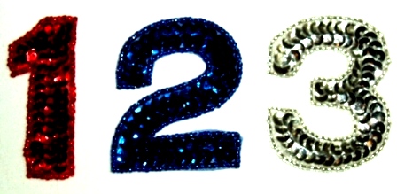 LC325  Numbers ( 1 2 3 ) Sequin Beaded Appliques-applique,beaded,sequin,number