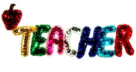 LC327  Teacher Sequin Beaded Applique 6.5"-applique,sequin,beaded,teacher,school