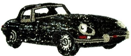 LC35 Black Corvette Car Sequin Beaded Applique 9.75"-sequin,beaded,applique,sequined,beads,sequins,appliques,car,black,corvette