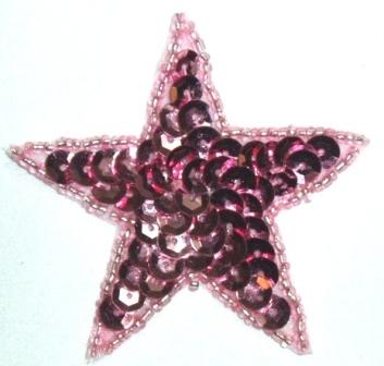 LC354 Mauve Star Sequin Beaded Applique  2.5"