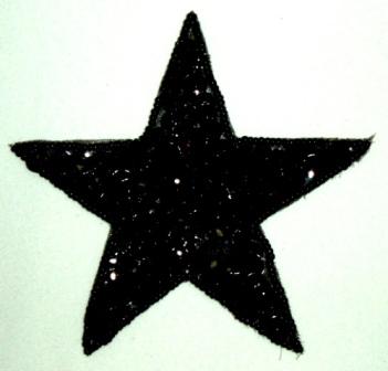LC354 Black Star Sequin Beaded Applique 2"-applique,sequin,beaded,star,belly,dance