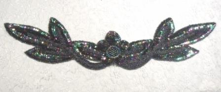 LC509  Black AB Collar Sequin Beaded Applique 18"-sequin,beaded,applique,collar 
