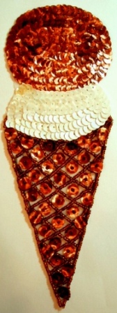 LC59 Ice Cream Cone Sequin Beaded Applique 8"