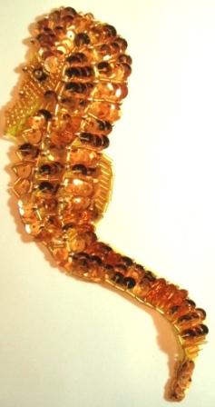 LC61 Gold Seahorse Sequin Beaded Applique 7"-sequin,beaded,applique,sequined,beads,sequins,appliques,seahorse,