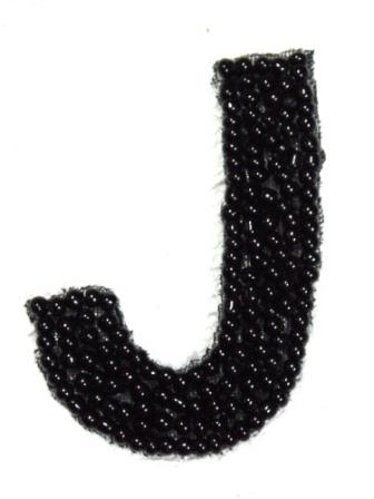 K1  Black Beaded Letter ( J ) Applique  1.75"