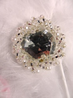 MS19  Silver Pearl Crystal Clear Rhinestone Beaded Applique 1"