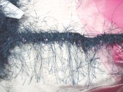 F   Denim Beaded Eyelash Gimp Fringe Trim-embellishment,sewing,clothing,sequin,beaded,bead,sequins,applique,motif,collar,blue,denim,trim,hairy,gimp,trimmings,sewing,beaded,ostrich,rayon,hollywood,eyelash,fringe 
