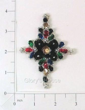 E522 xs  Mardi Gras Star Sequin Beaded Applique  3.75"